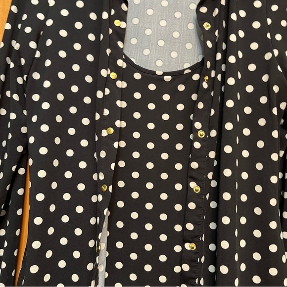 BCBGMaxazria Black/White Polka Dot Top Size Medium - Picture 8 of 11
